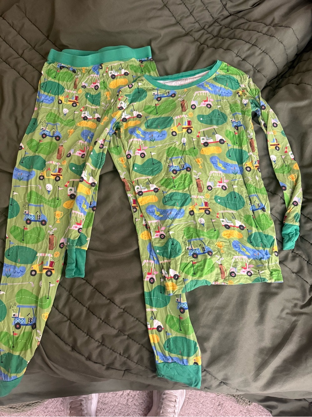 Little Sleepies Green Golf Cart Print Pajama Set